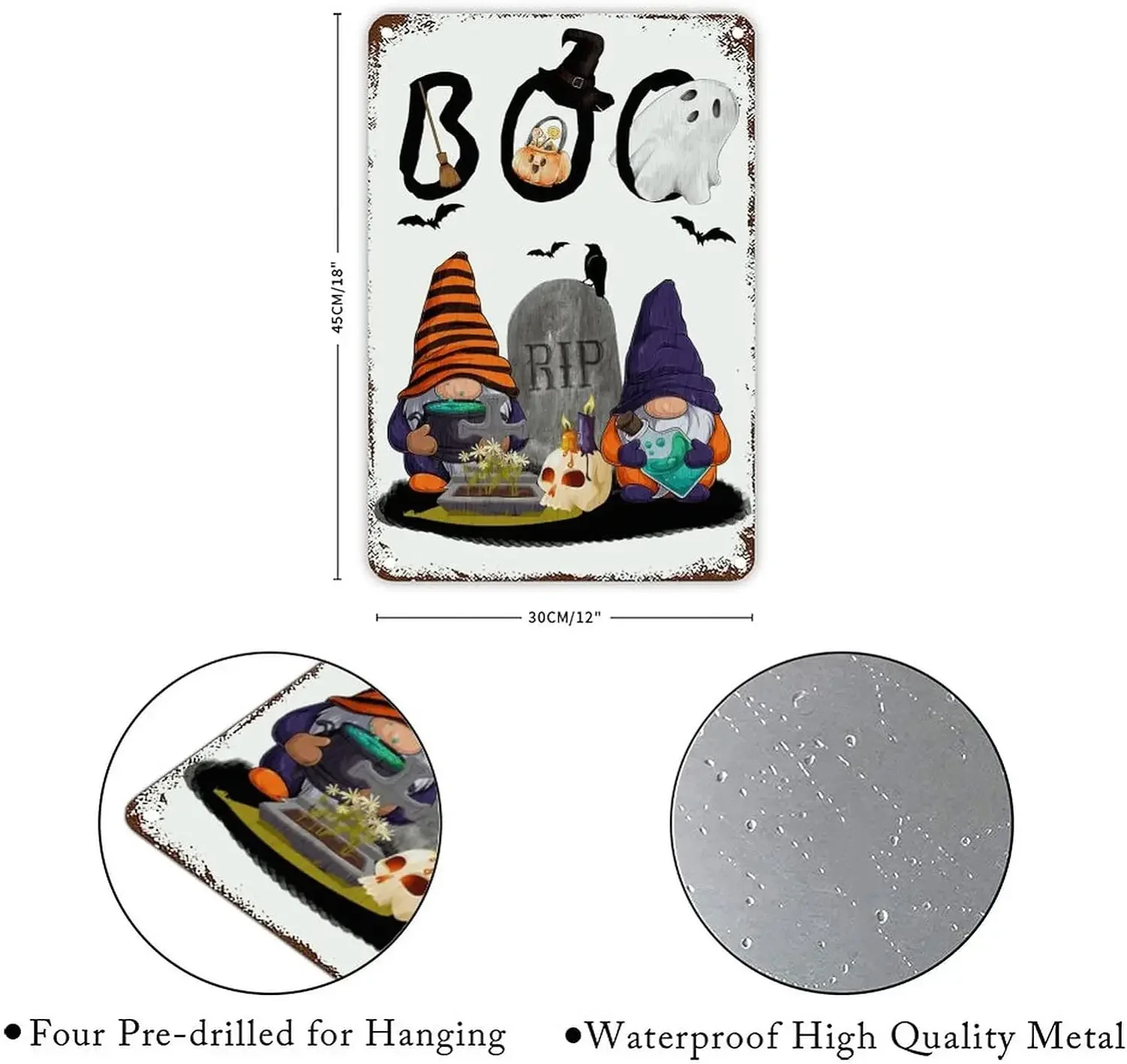 Хэллоуин гномы вывески тыква страшный жуткий призрак кладбище алюминиевый