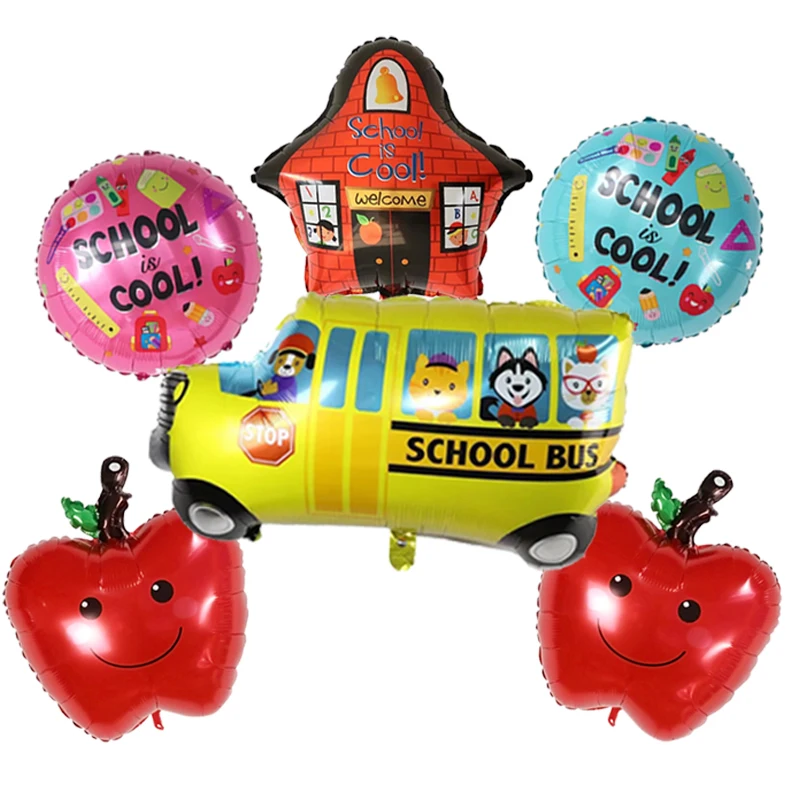 Набор из 6 шаров "Возвращение в школу": приветственная сумка для карандашей, ластик, гирлянда "Начало поступления в детский сад", декорации для класса. Игрушка для детей.