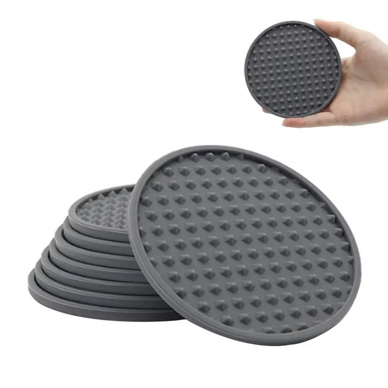 

Cup Coasters Set Of 8 Silicone Coasters 8 Set Non-Slip Cup Coasters Cup Mat Grooved Non-Slip Base & Non-Stick Heat Resistant