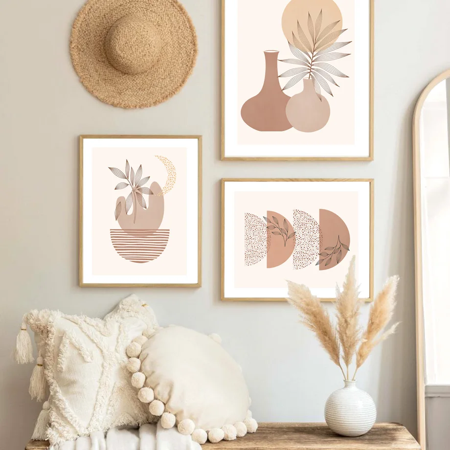Фото Boho абстрактный Рисунок, листья, вытяжка, настенное искусство, брезент, геометрический рисунок, скандинавские плакаты, Декор, фото для фотосъ... №2