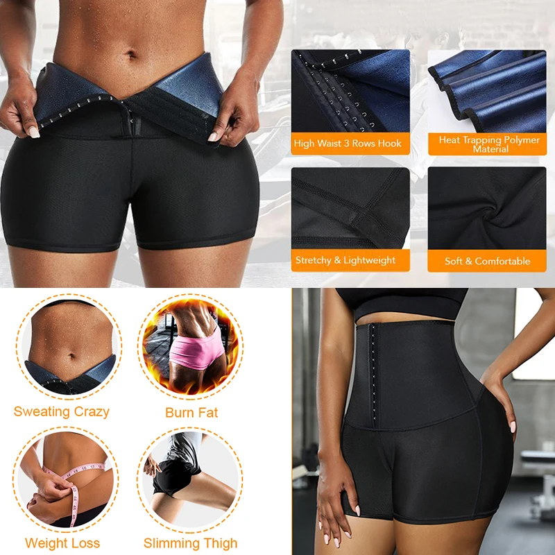 Women Sweat Sauna Shorts Pants High Waisted Body Shaper Waist Trainer Corset Leggings Slimming Workout Shapewear Control Panties
