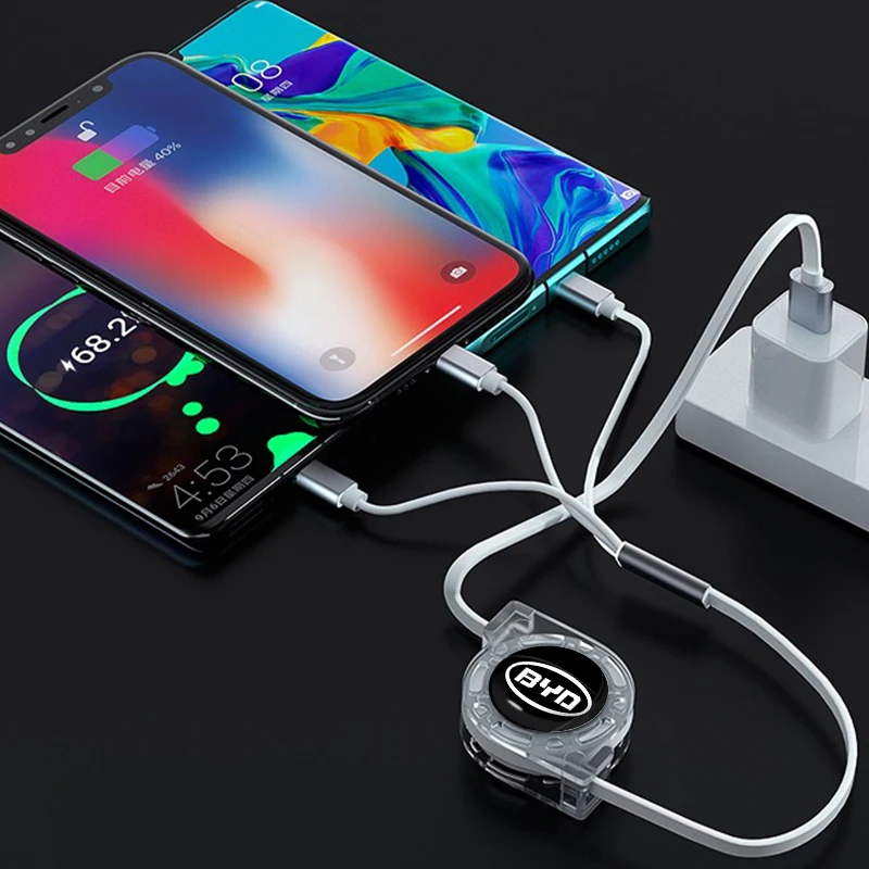 Автомобильный Выдвижной зарядный кабель USB три в одном для Audi Sline S3 S4 S5 S6 S7 S8 A3 A4 A5 A6