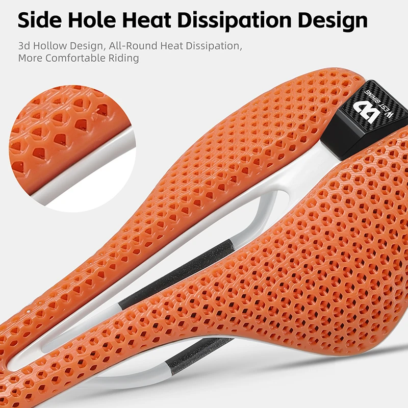 Велоседло WEST BIKING Full T700 из углеродного волокна белое амортизирующее Сетчатое