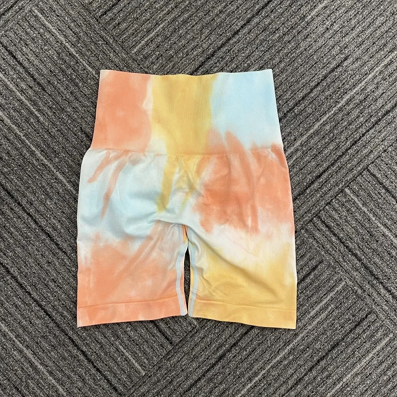 2022 New Tie Dyed High Quality Women Ruched Scrunch Butt Lifting Shorts High Waisted Workout Yoga Shorts