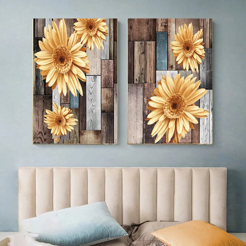 

Цветущий Подсолнух, нордическая декоративная картина, печать на холсте, плакат, Настенная картина для гостиной, галереи, домашний декор
