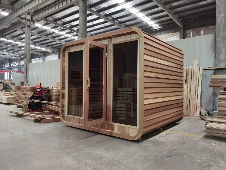 Канадский Hemlock Открытый куб Деревянная сауна Паровая с плитой