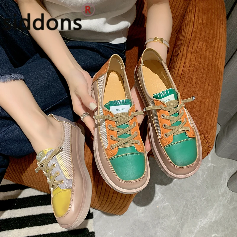

Spring/Autumn 2022 retro casual stitching net shoes women's low-top color versatile shoes