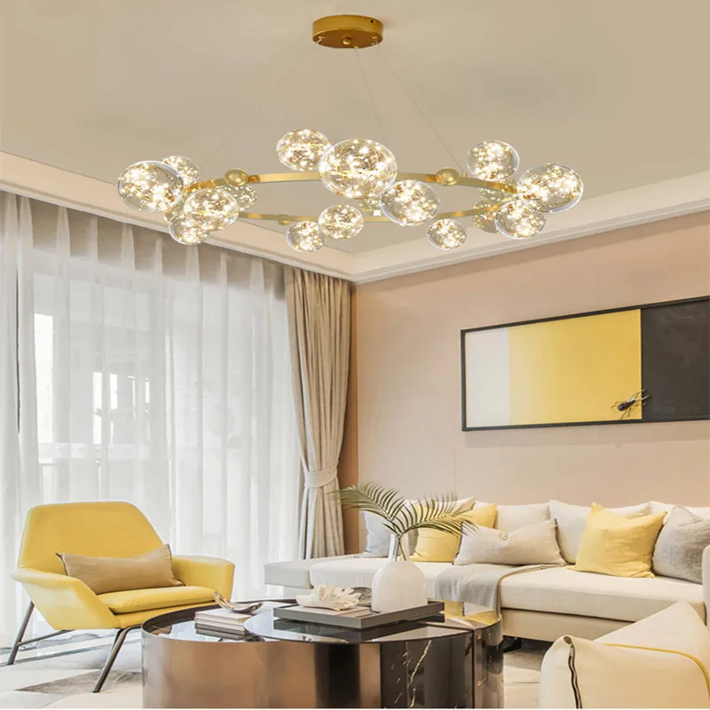 

Gypsophila Ring Led Chandelier Simple Nordic Hanging Light Luxury Bubble Lamp Bedroom Modern Dining Living Room Pendant Lamp