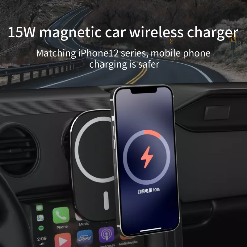 

15W Wireless Car Charger For iphone 13 12 Pro Max 12 Mini Fast Charging Magnetic holder Car Phone Holder for iPhones
