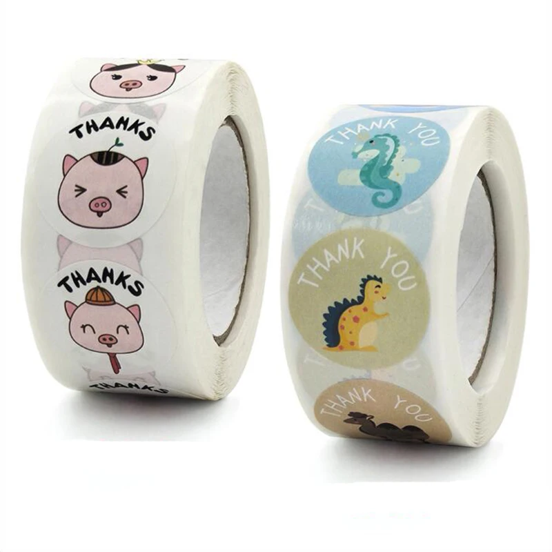 

500PCS Expression Pig Sticky Labels Paper Aesthetic Stickers Stationery Supply Decorative Child Thank You Sealing Scrapbooking