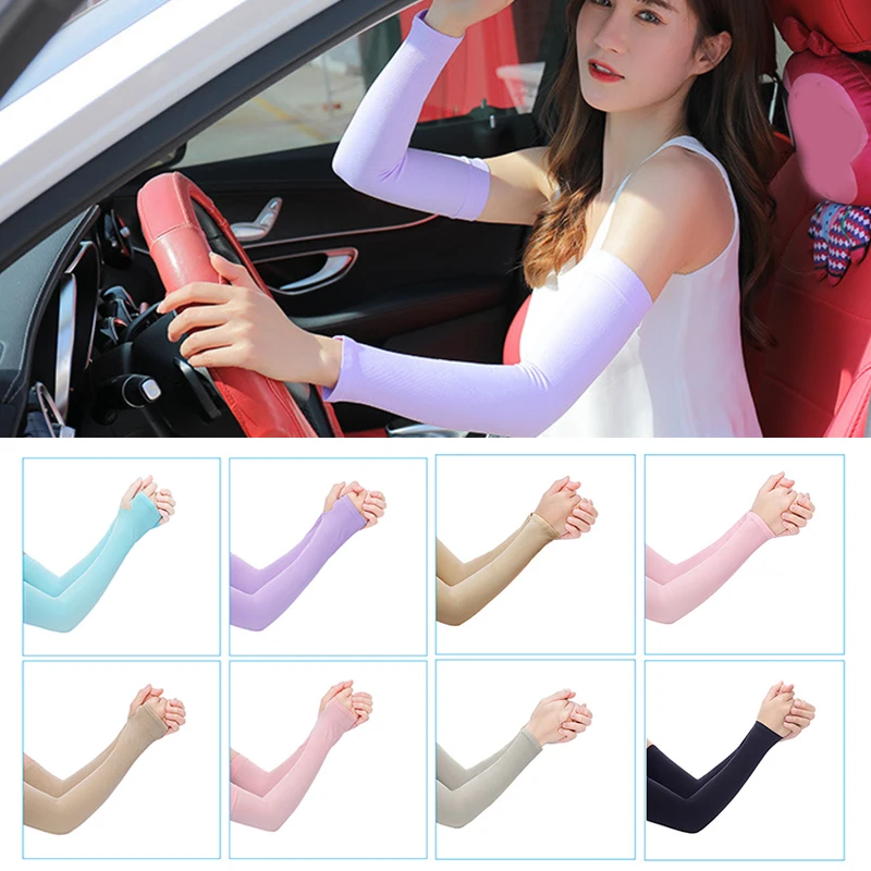 

1pair Summer Sunscreen Arm Sleeves Ice Fake Sleeves Long Section Arm Protection Outdoor Sun Protection Arm Cover For Women