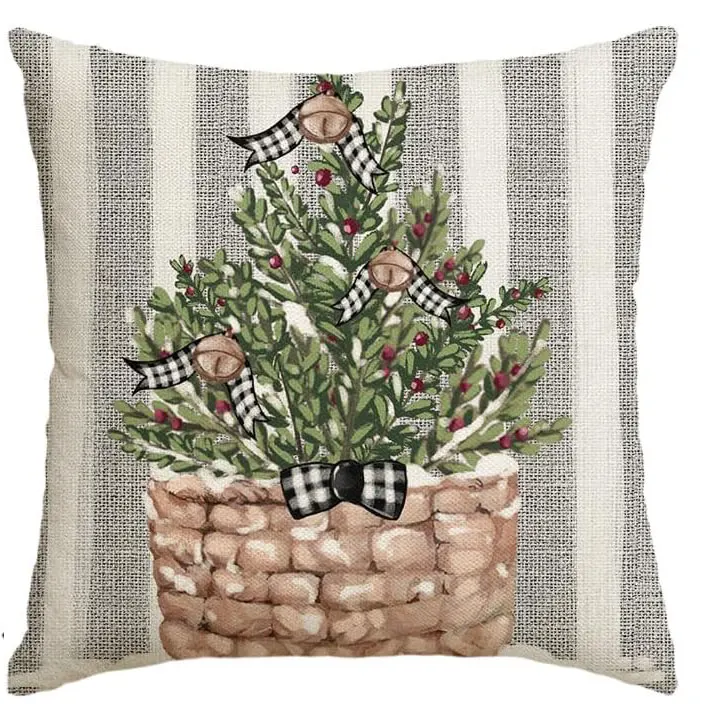 

Льняные наволочки для подушек с новогодним принтом