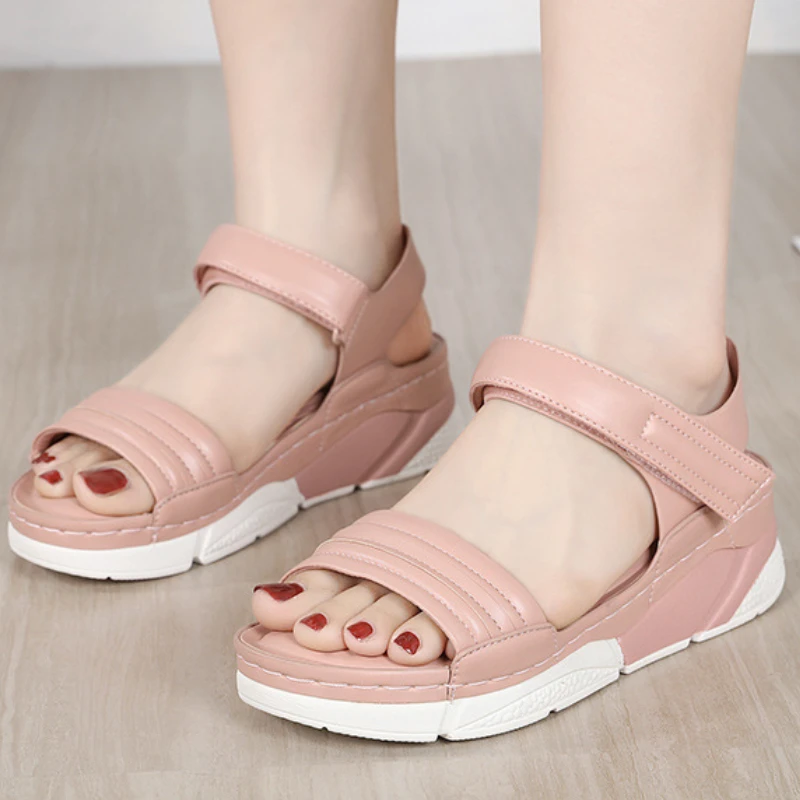 

Summer Fashion Sandals Women Casual Wedges Sandals Large Size Round Head Outdoor Casual Lightweight Beach Shoes Calzado De Mujer