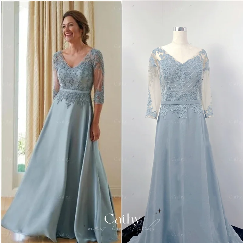 

Cathy Embroidered Bodice Trumpet Gown Advanced Chiffon A-line Mother of the Bride Dresses Gorgeous Woman Formal Dinner Dresses