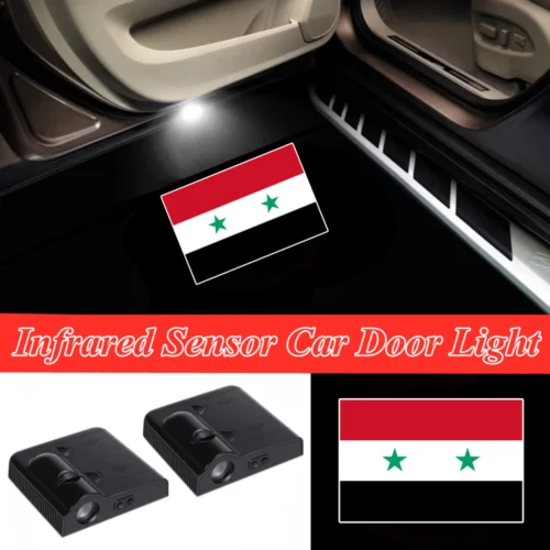 

Беспроводной светодиодный лазерный проектор для двери автомобиля с логотипом в виде сирийского флага, 2 шт.