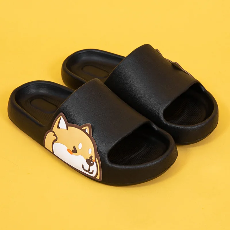 Summer Women Men's Indoor Slippers Bath Thick Platform Non-slip Home Easter Cartoon Flip Flops Bear Beach Sandals Ladies Shoes