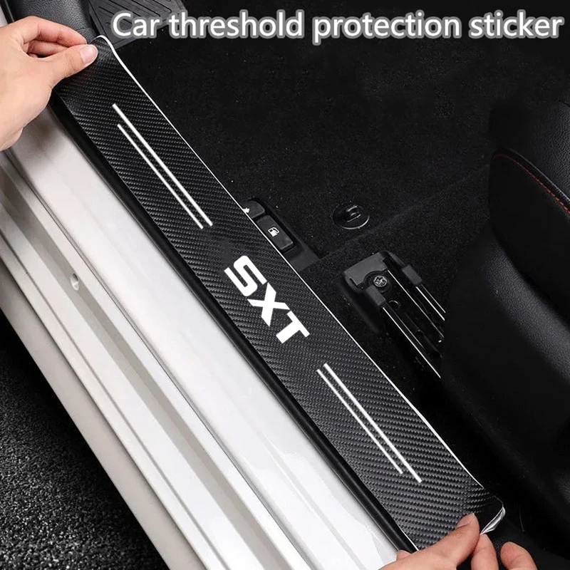 

Carbon Fiber Car Sticker Auto Door Trunk Protective Strip Anti Scratch Waterproof Decal For Dodge Ram 1500 SRT Logo SXT