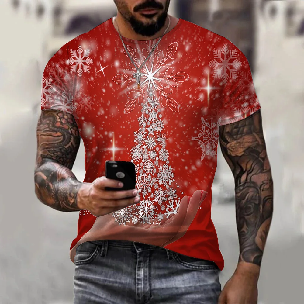 

Men's Summer Short sleeve Christmas Print T-shirt Male Sports Running tshirt Fitness Gym t shirt Tee Tops Streetwear Clothes