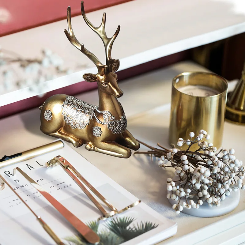 

Light Luxury Creative Nordic Art Simulation Elk Resin Decorations Living Room Desk Dining Room Bar Sample Room Decorations