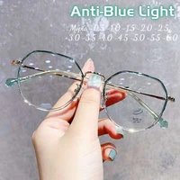 tranparent metal round myopia glasse anti blue light women nearsighted eyewear diopter 0 5 0 75 1 25 1 5 2 0 2 5 to 6 0