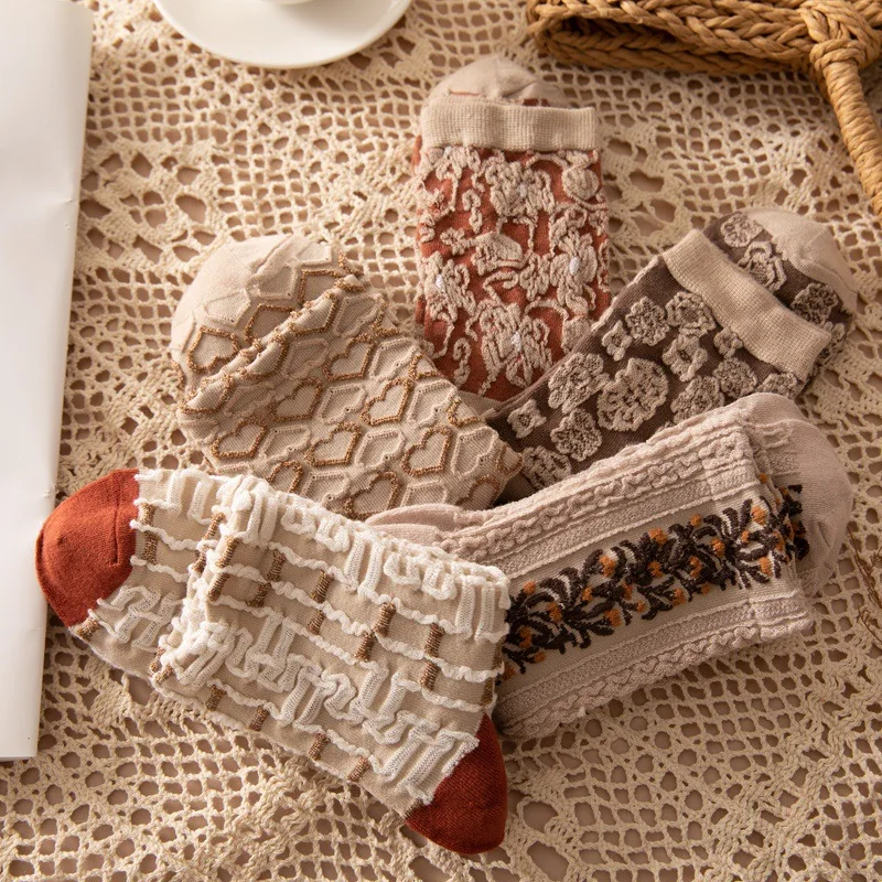 Женские носки средней длины с цветочным принтом 5 пар |