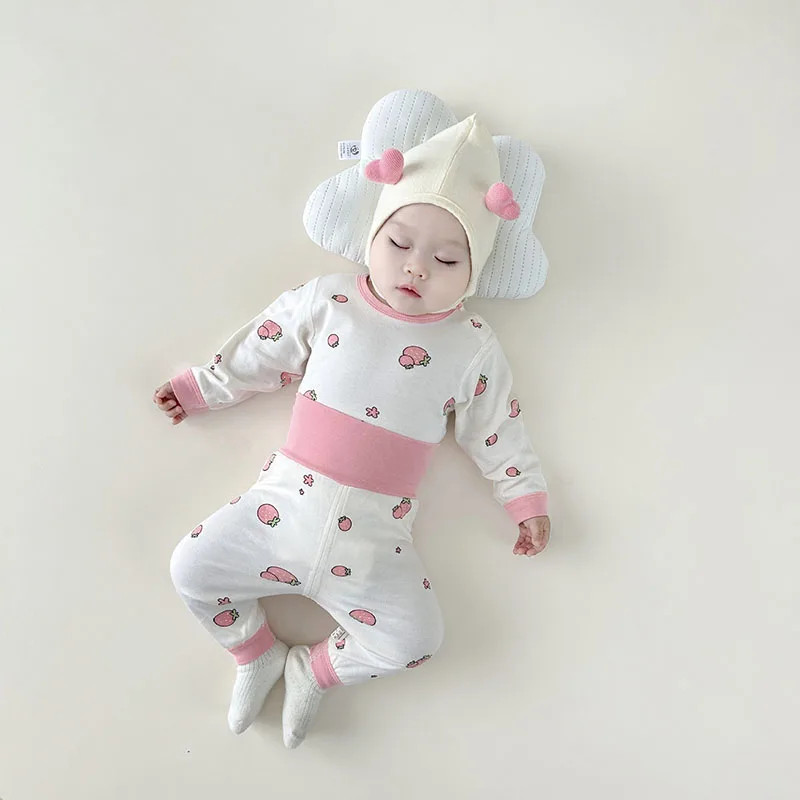 Фото Детская Пижама MILANCEL, домашняя одежда для детей 0-3 лет, осень 2024, ночная одежда с мультяшным принтом для девочек, одежда для сна из 2 предметов для маленьких мальчиков №1