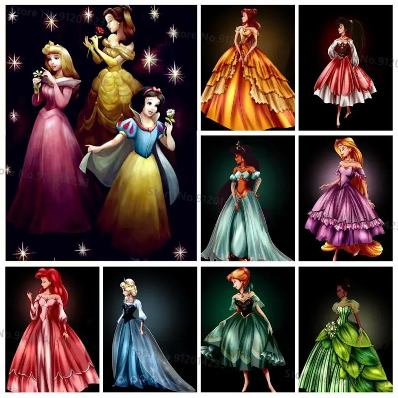 

Алмазная вышивка 5D «сделай сам» с мультяшными принцессами, мозаика из мультфильмов, наборы для вышивки крестиком, домашний декор, подарок