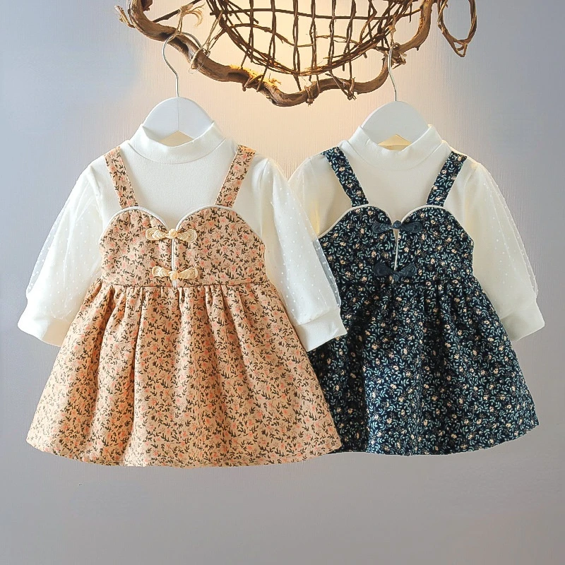 0-2T Baby Girls Dresses 2022 Spring New 1st Birthday Dress for Baby Girl Cute Floral Dress Infant Baby Clothing Baptism Dress