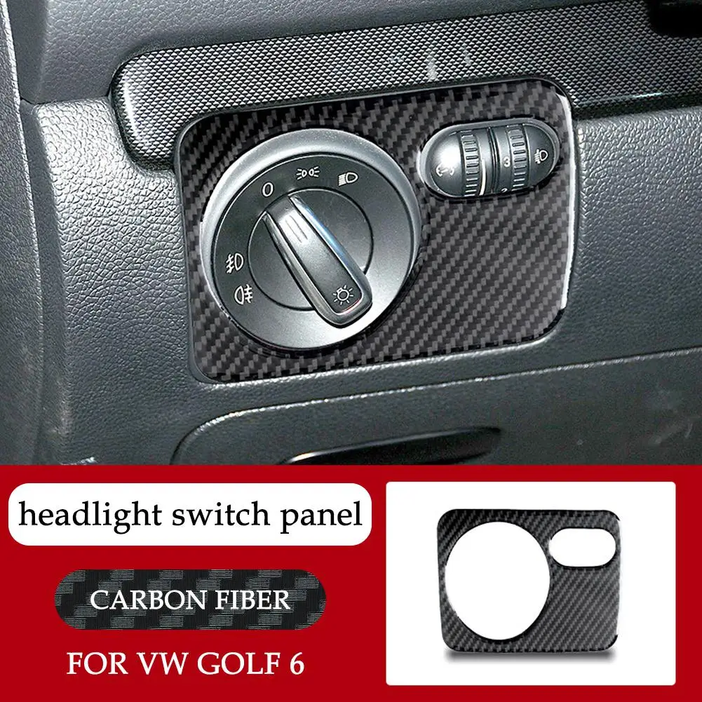

Carbon Fiber Headlight Switch Control Frame Sticker Anti-scratch Easy to Install Stickers for VW Golf 6 R Scirocco 09-16 C8T3