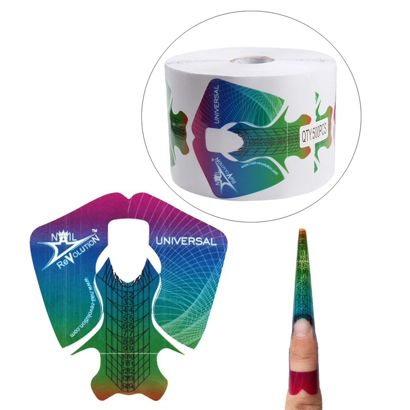 

300Pcs Rainbow Fish Nail Form Tips Acrylic UV Gel Extension Curl Form Extension Nail Tool Gel Sticker Art Guide Mold Manicure