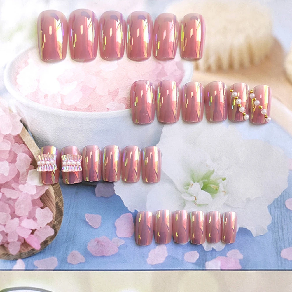 

Искусственные ногти, украшенные блестящим бантом, длинное съемное полное покрытие, готовая деталь для ногтей, для салона «сделай сам», иску...