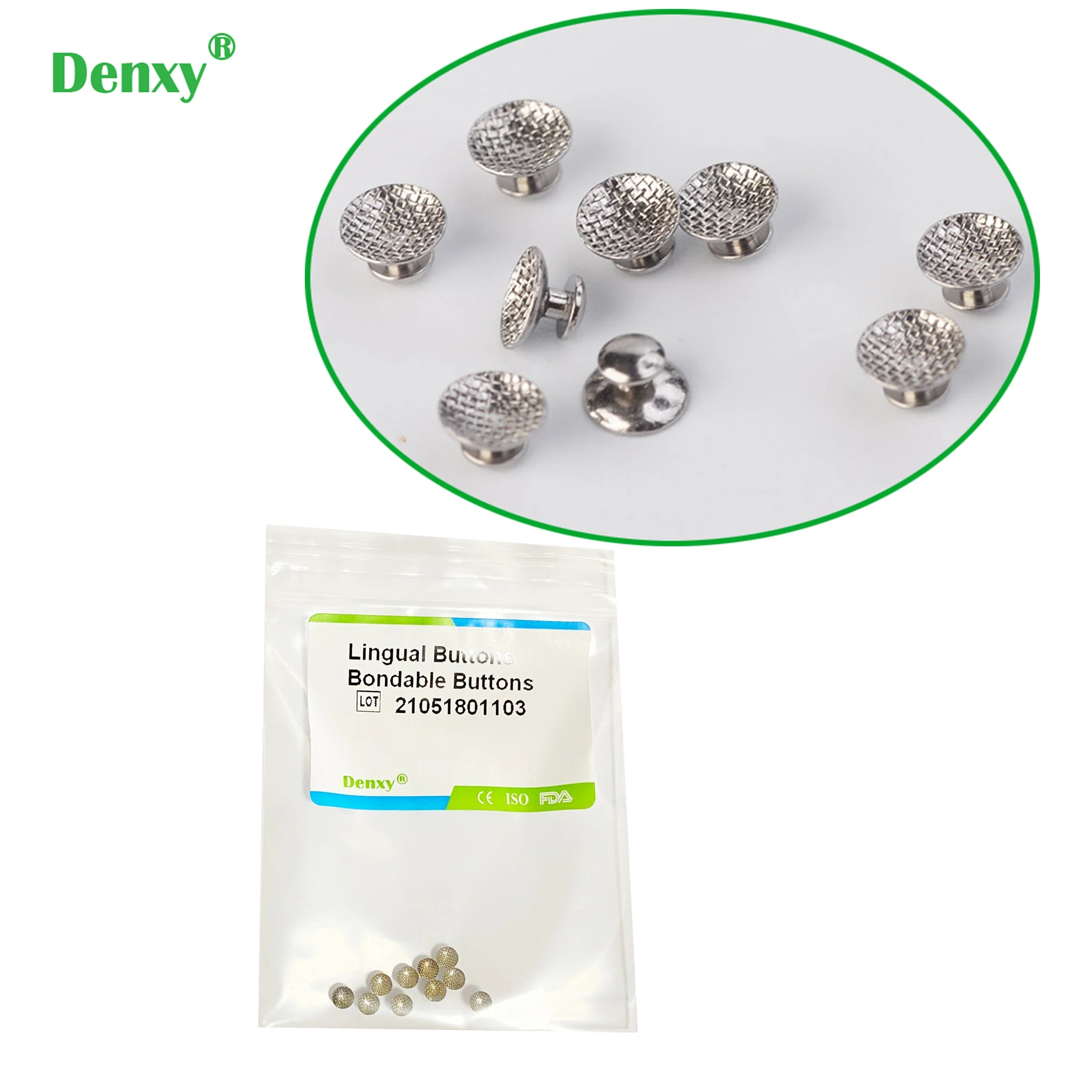 Denxy 50pc Higher QualityLingual Buttons Orthodontic Bondable Button Mesh Base Dental lingual attachment Orthodontic Braces
