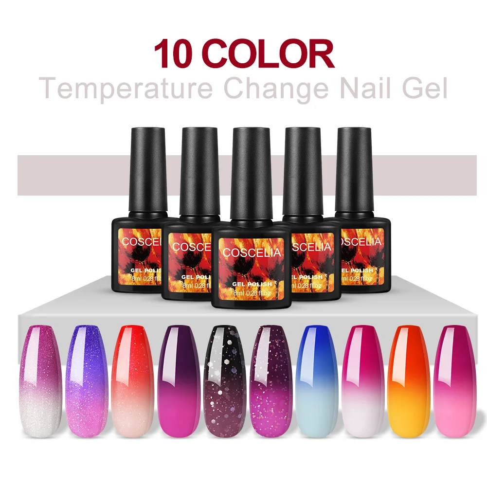 

COSCELIA 8ML Thermo Changing UV Gel Nail Polish Soak Off UV & LED Nail Gel Summer Trend Color Temperature Varnish