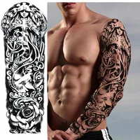 Waterproof Temporary Tattoo For Man Long Lasting Cool Wolf Lion Arm Sleeve Shoulder Chest Tattoo Sticker Men Body Art TO072 1