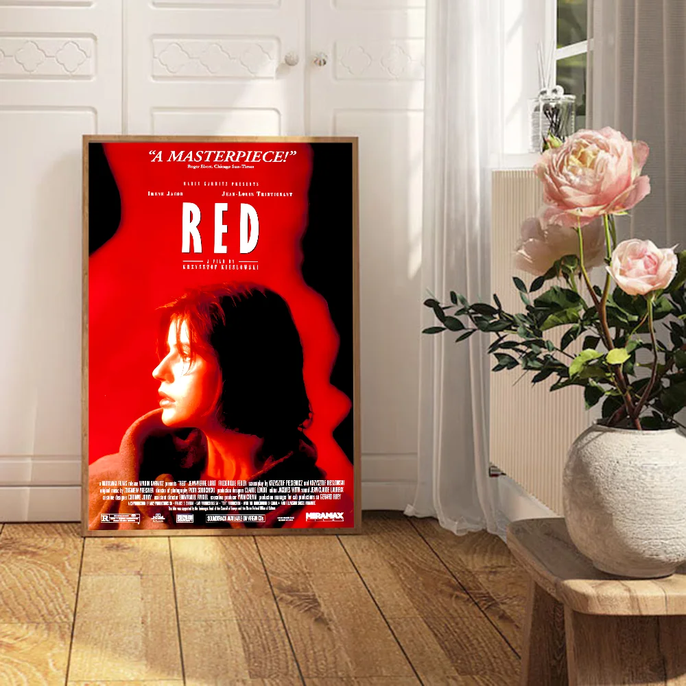 Three Colors Red 1994 Japanese Movie Whitepaper Poster Retro Kraft Paper Sticker DIY Room Bar Cafe Vintage Decorative Painting