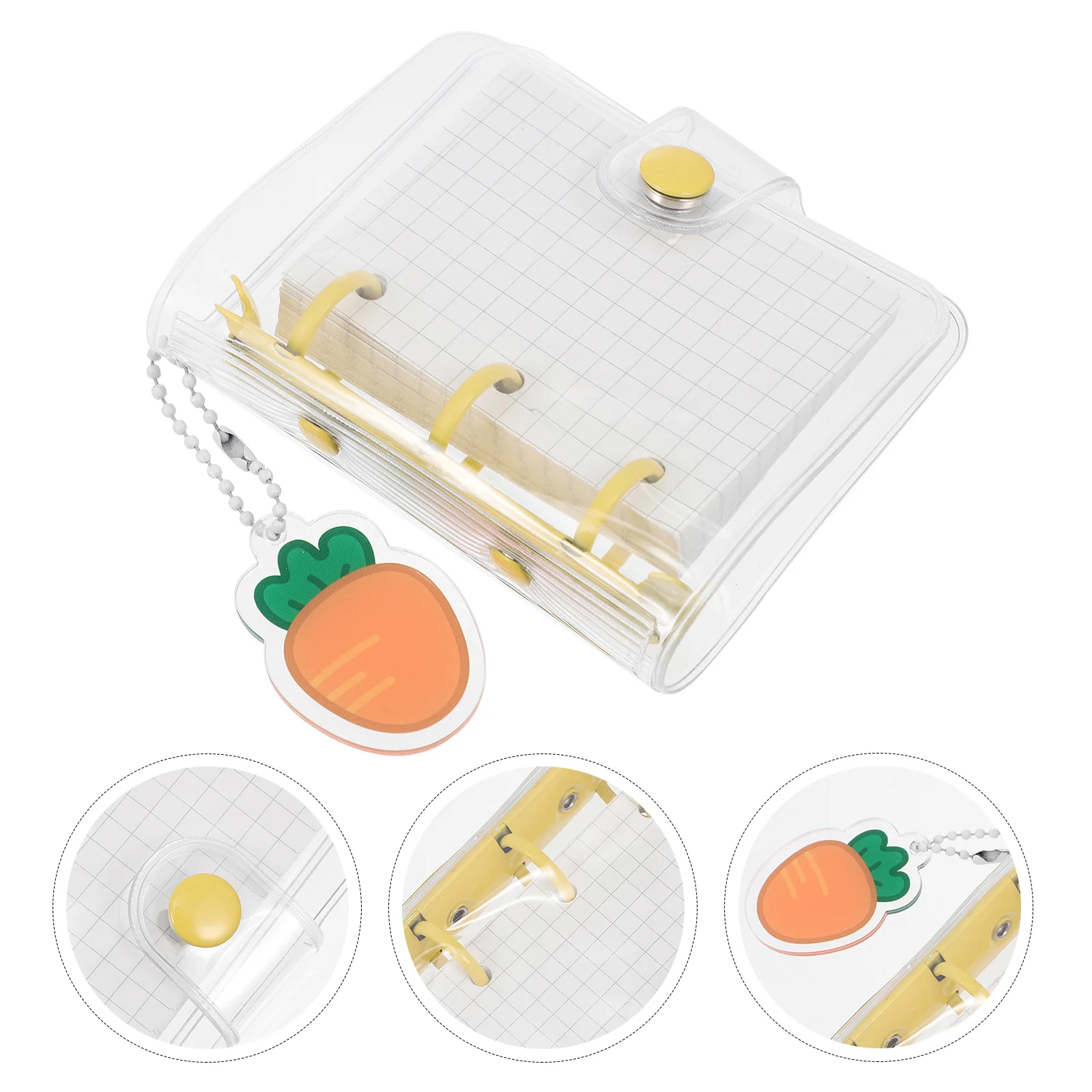 

1 Set Mini 3 Rings Binder Notebook PVC Binder Cover with Ruled Inner Paper Loose-leaf Folder
