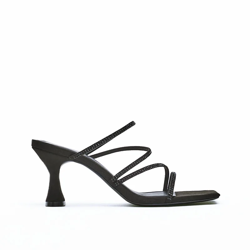 

Women High Heels Flat Square Toe High Heels Sexy Stiletto Solid Color Fashion Muller Sandals Women Shoes High Heels Stiletto