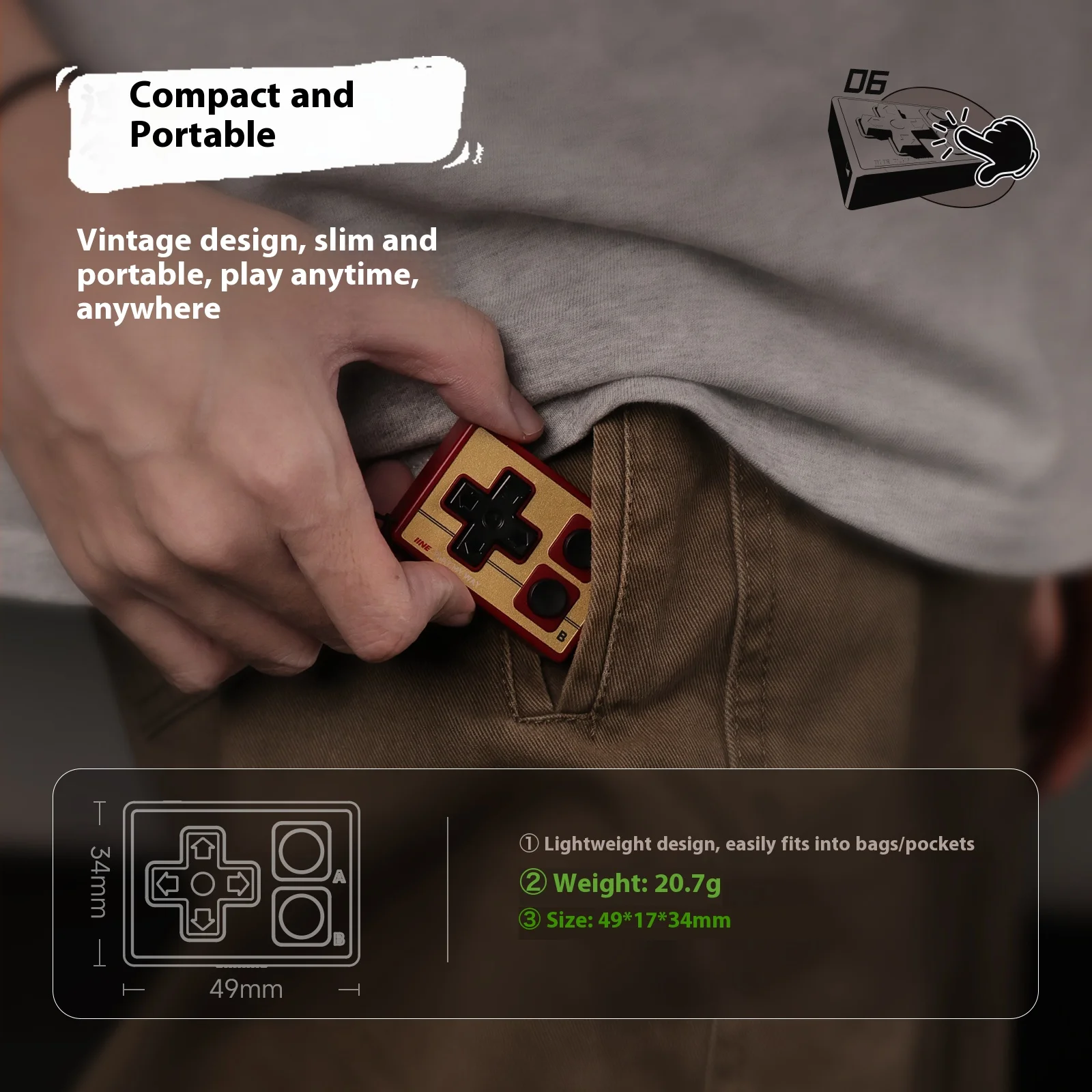 Фото Беспроводной контроллер IINE Gamebrick Mini, многофункциональный геймпад с Bluetooth, джойстик, пульт дистанционного управления, подходит для iPhone и Android №2