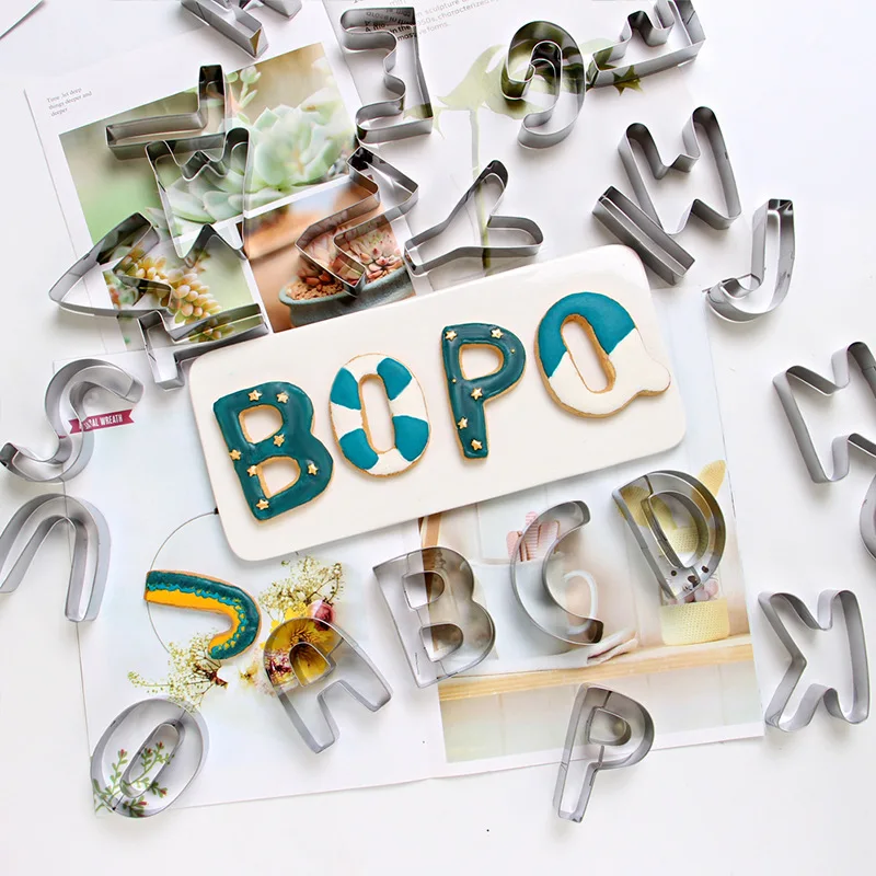 

26 шт./компл. Английский алфавит, буквы из нержавеющей стали, форма для печенья «сделай сам», резак для фруктов и овощей, большие инструменты д...