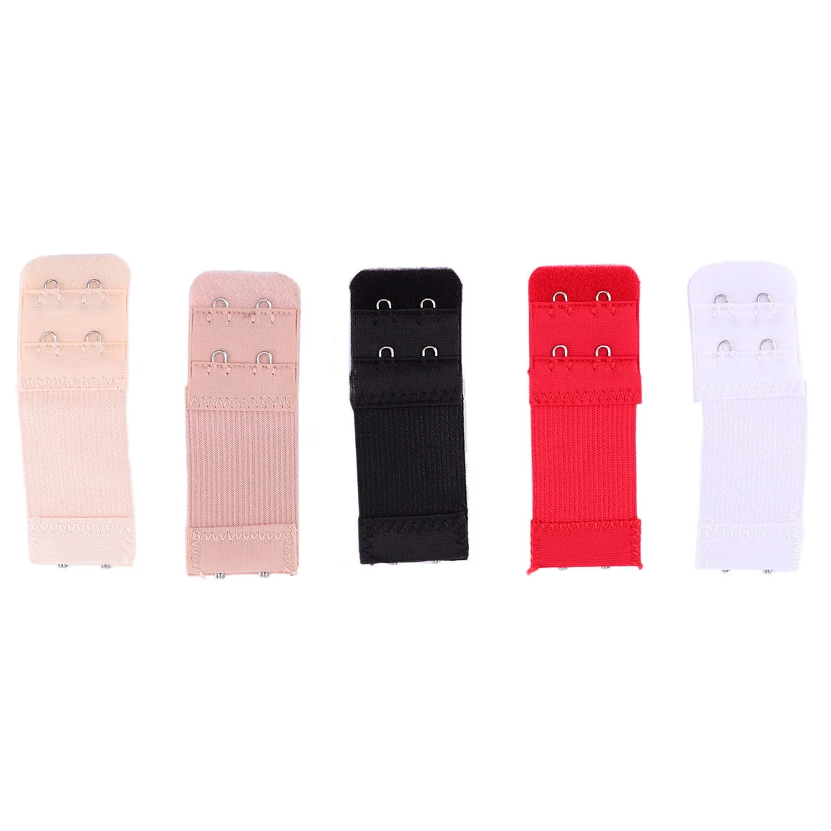10pcs Extender 2 Hooks 2 Rows Elastic Extension Strap Extenders White Black Beige Red