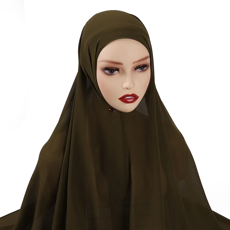 Muslim Chiffon Khimar Hijab Scarf Women Long Solid Color Head Wrap For Women Hijabs Scarves Ladies Muslim Veil Jersey Hijabs