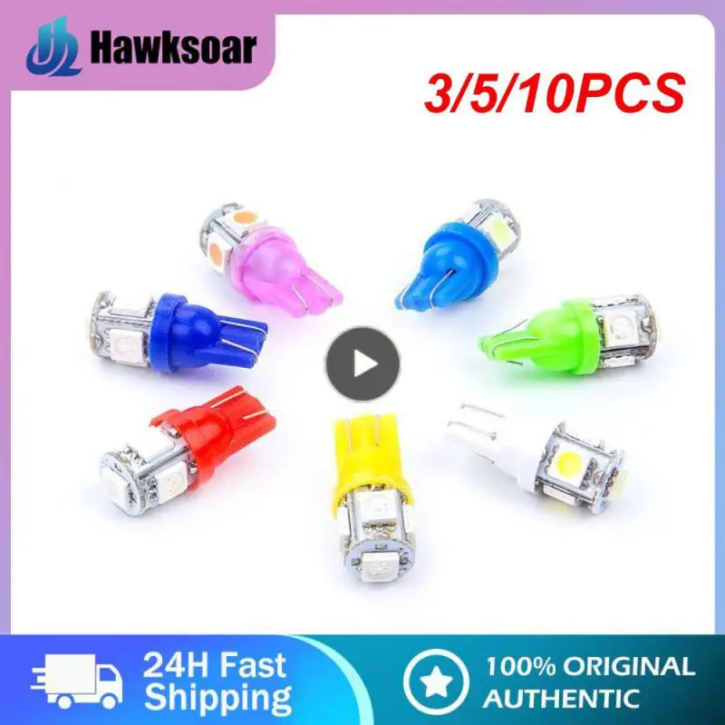 

3/5/10PCS T10 5050 Led Light Bulb 5 Light Bead Width Indicator Lamp Mini Low Power Atuo Instrument License Plate Lamp