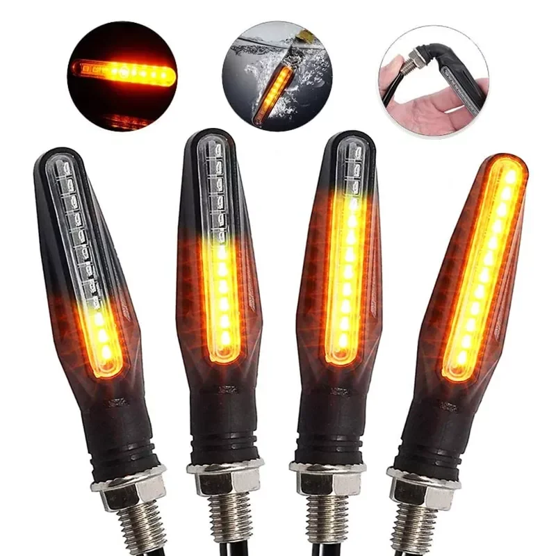 

NEW2023 Universal Motorcycle Turn Signal Light Built Relay 12V Flasher Moto Led Flowing Water Blinker Bendable Flashing Signals