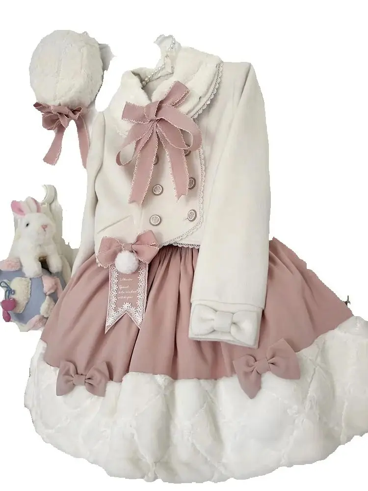 Японские женские Y2k эстетические комплекты из 2 предметов с бантом розовые