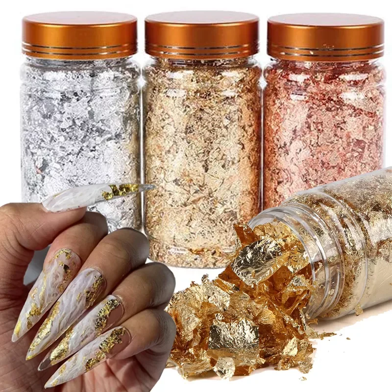 

Box Glitter Nail Art Foil Paper Makeup Jewelry Irregular Shiny Foil Leaf Gold Flakes Nails DIY Stickers Manicure Decorations