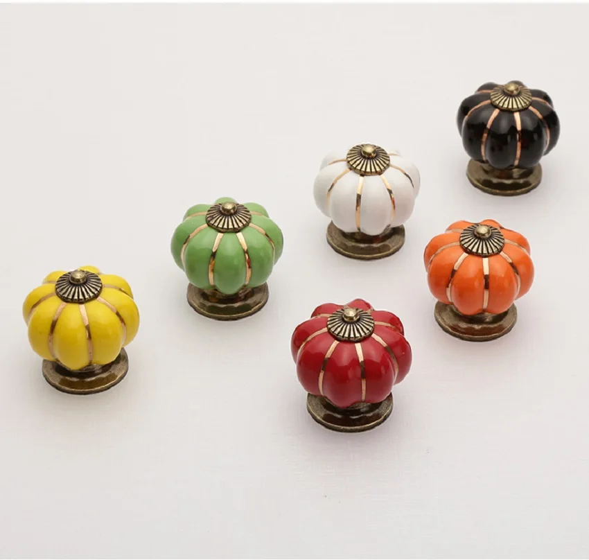 Керамические ручки KAK в виде тыквы 40 мм для ящиков дверей шкафа с одним отверстием