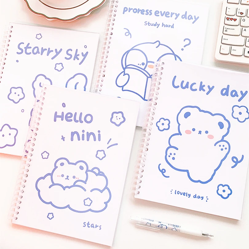 

LE Cartoon Spiral Coil Notebook Bear Bunny Notepads Journals Planner Diary Office Note Book Stationery Supplies