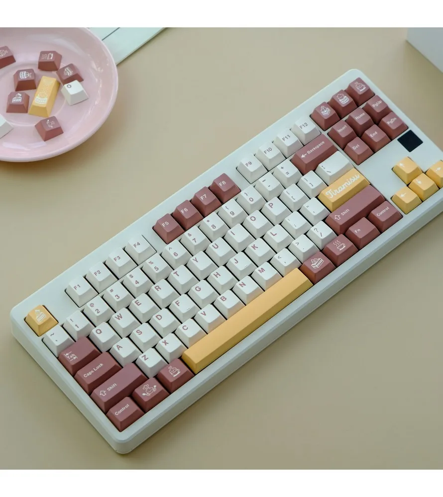 Фото Кейкапы Tiramisu PBT, оригинальные, с высококачественной сублимацией, для кастомизированных механических клавиатур, Rain 75 Wooting №1