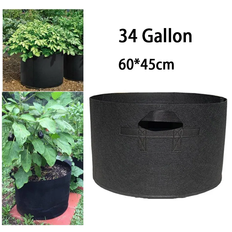 

34 Gallon Hand Held Plant Grow Bags Fruit Plants Thicken Plant Growing Large Capacity Fabric Pot Growth Bags Home Garden