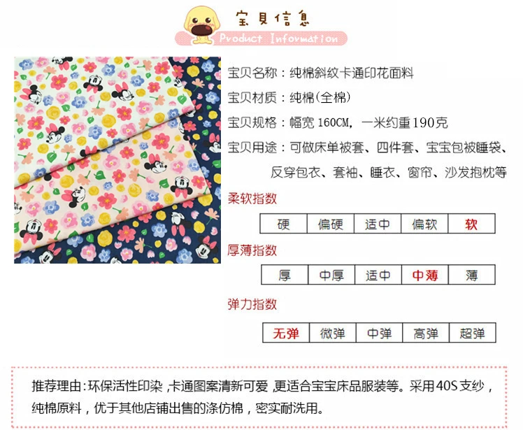 Ширина 160 см ткань из поплина и хлопка с принтом Минни мультфильма цветок Диснея